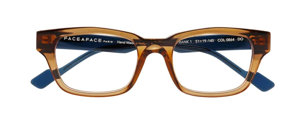 Face a Face Frank 1 in Caramel Transparent with navy arms