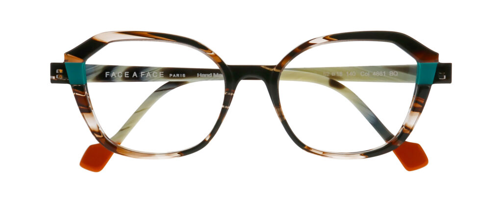 Face a Face BLINK 2 in Havana Storm Tortoise with teal end pieces