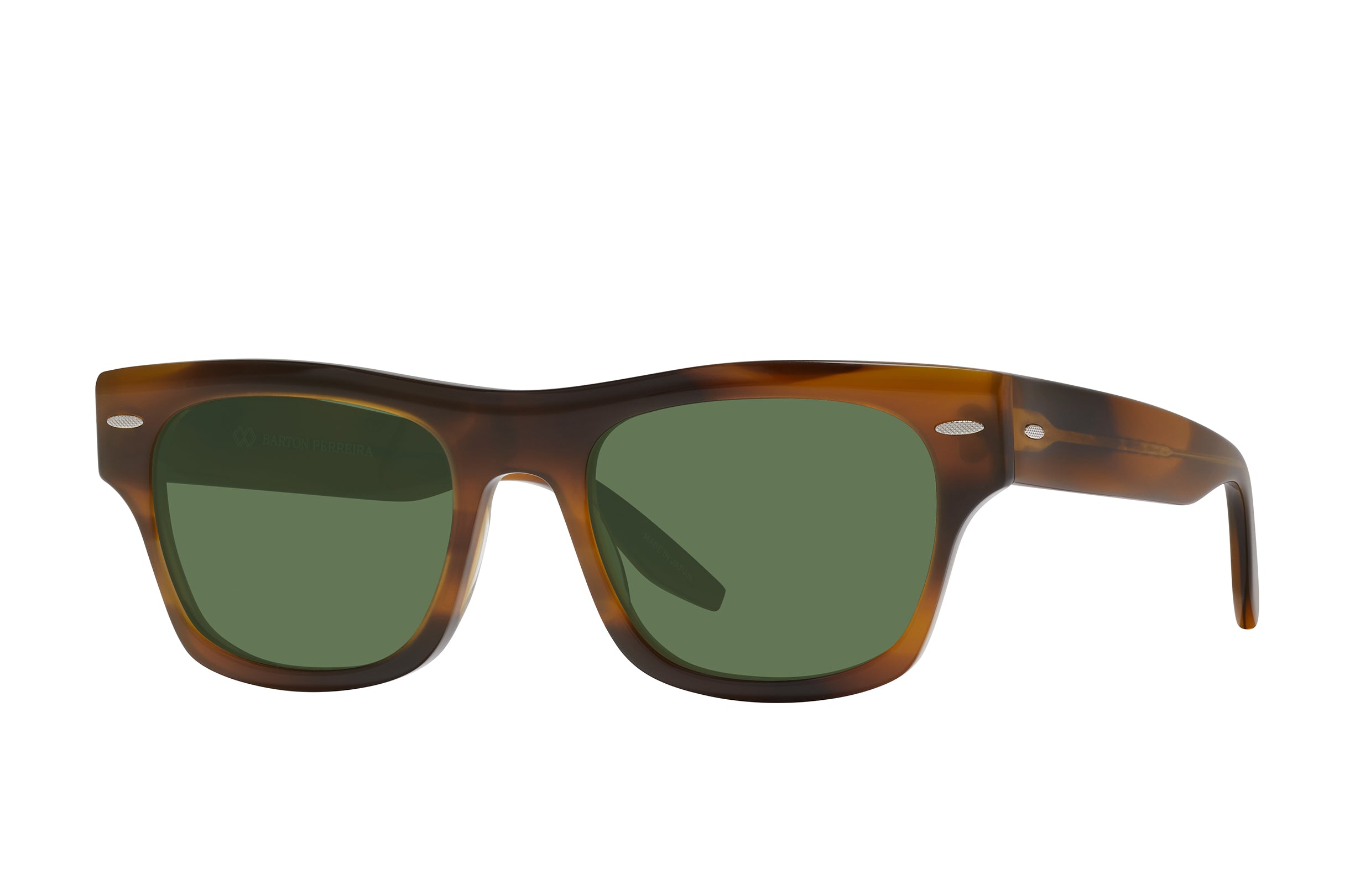 Barton Perreira Blackwell Sun Monarch Tortoise / Bottle Green side Barton Perreira Blackwell Sun in Monarch Tortoise / Bottle Green, angled view
