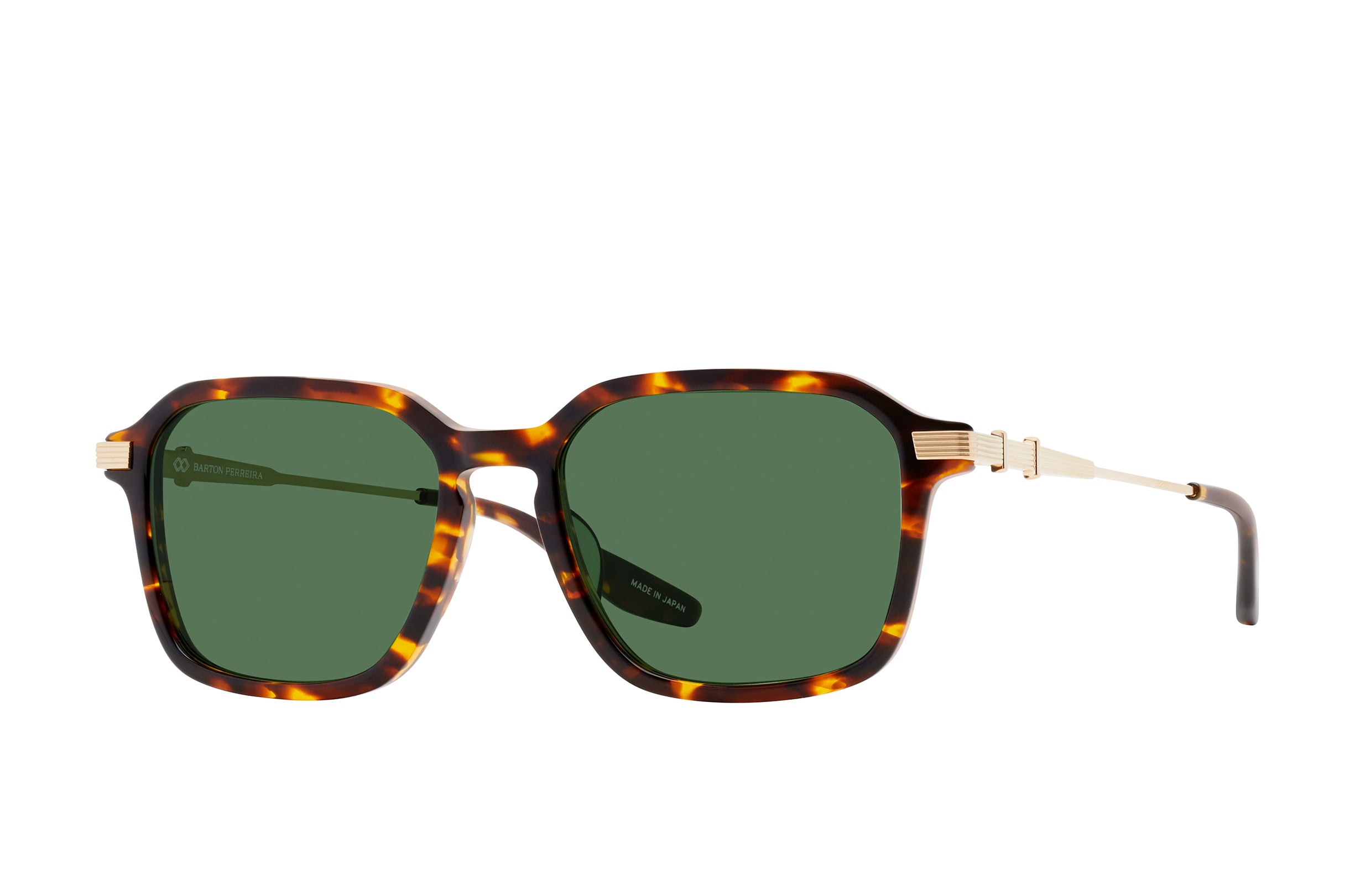 Barton Perreira Delon Classic Tortoise / Gold / Bottle Green side Barton Perreira Delon in Classic Tortoise / Gold / Bottle Green, angled view