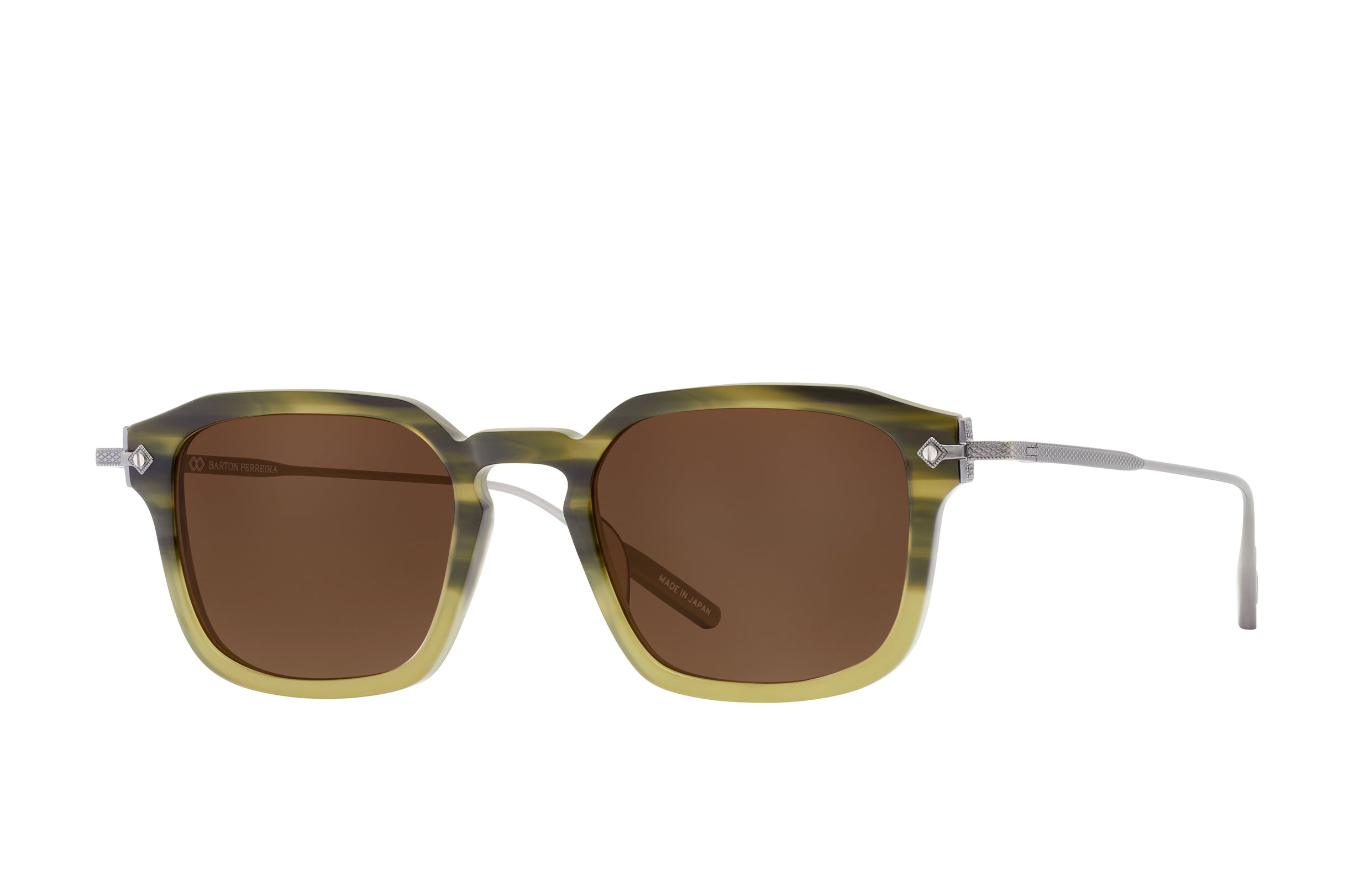 Barton Perreira Nolan Sun Rebel Salute / Pewter / Espresso side Barton Perreira Nolan Sun in Rebel Salute / Pewter / Espresso, angled view