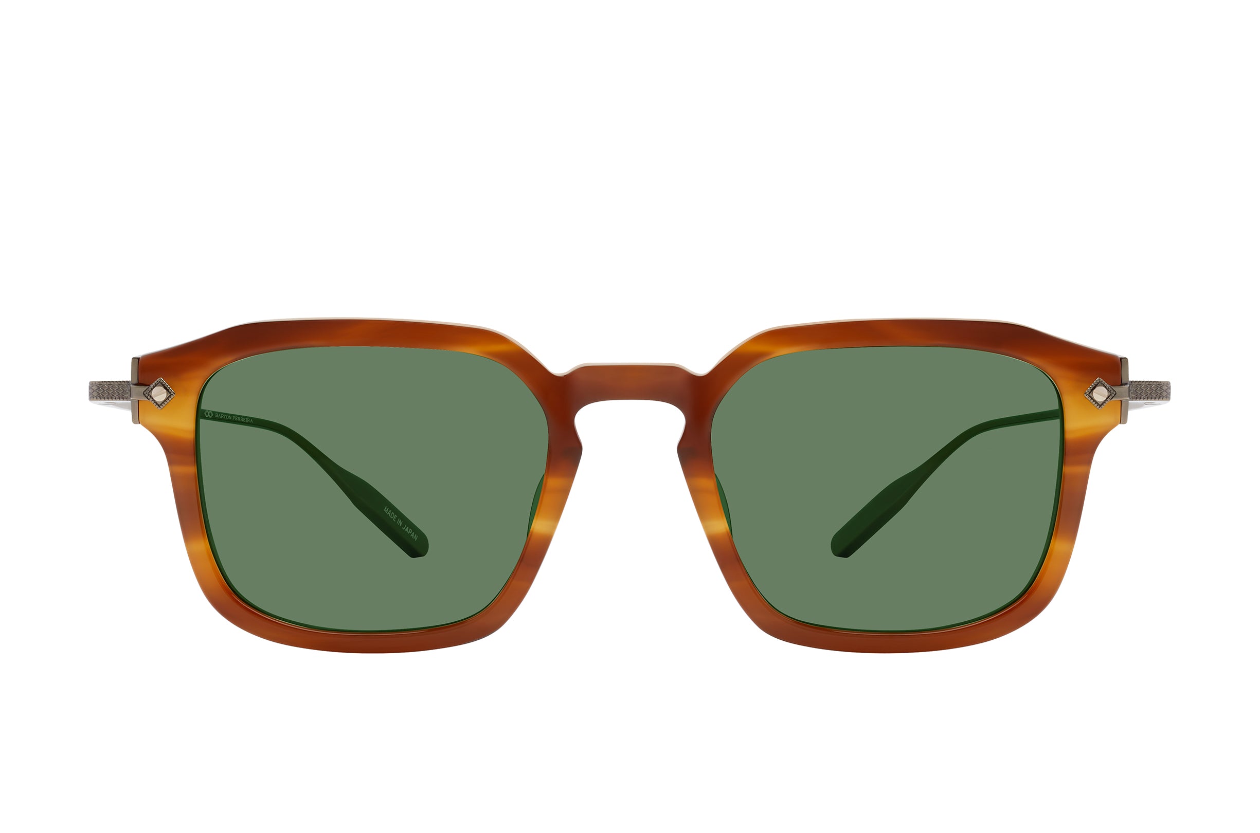 Barton Perreira Nolan Sun Umber Tortoise / Antique Gold / Bottle Green front Barton Perreira Nolan Sun in Umber Tortoise / Antique Gold / Bottle Green, front view