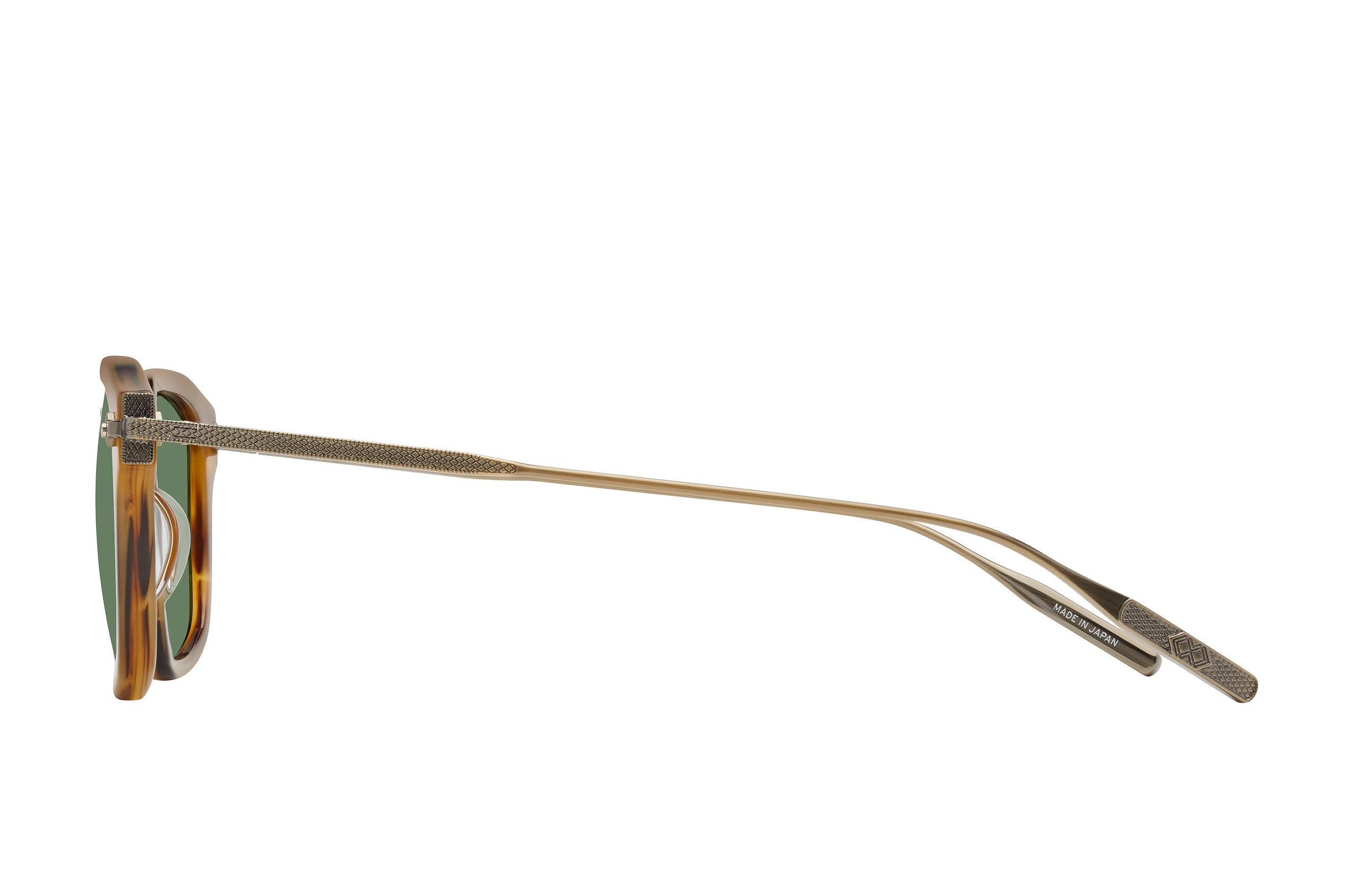 Barton Perreira Nolan Sun Umber Tortoise / Antique Gold / Bottle Green profile Barton Perreira Nolan Sun in Umber Tortoise / Antique Gold / Bottle Green, side view