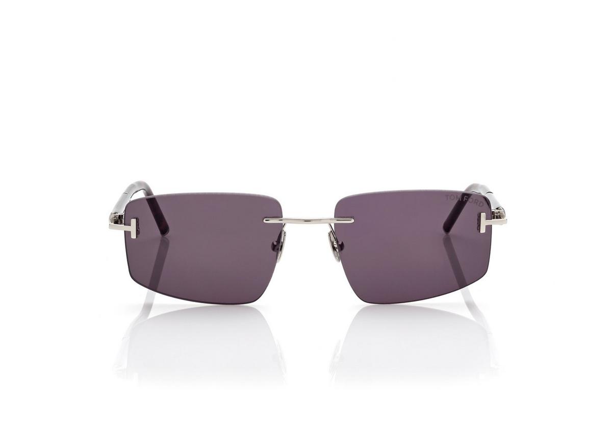 FT1126-P_16A_56MM_A.jpg Tom Ford FT1126-P Square Titanium and Horn Sunglasses in Ruthenium (16A), front