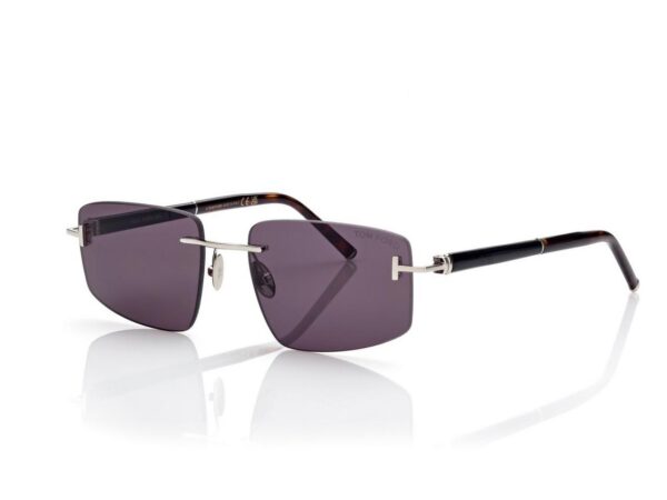 Tom Ford FT1126-P Square Titanium and Horn Sunglasses in Ruthenium (16A), side view