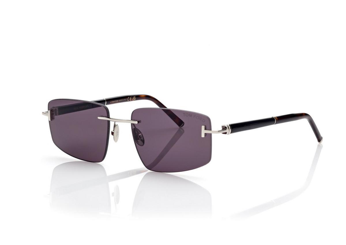 FT1126-P_16A_56MM_B.jpg Tom Ford FT1126-P Square Titanium and Horn Sunglasses in Ruthenium (16A), side view