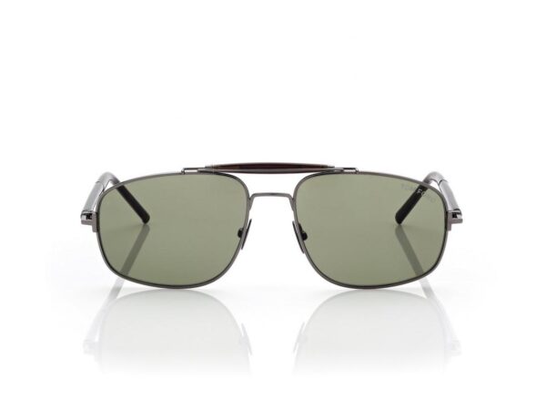 Tom Ford FT1127-P Titanium and Horn Navigator Sunglasses in Flash (28L), front