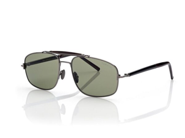 Tom Ford FT1127-P Titanium and Horn Navigator Sunglasses in Flash (28L), side view