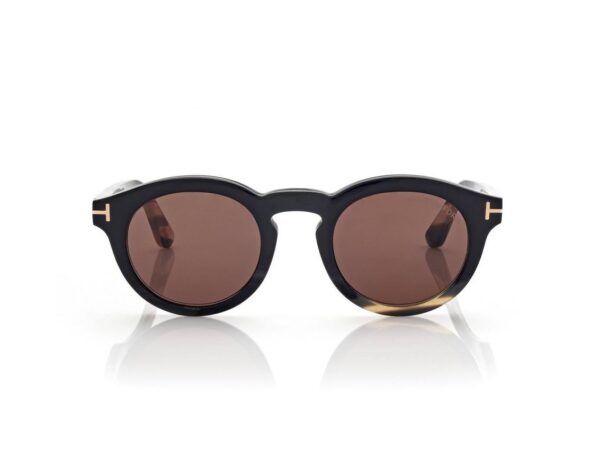 Tom Ford FT1128-P Round Horn Sunglasses in Green Horn (64E), front