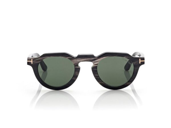 Tom Ford FT1129-P Round Horn Sunglasses in Black Horn (63N), front