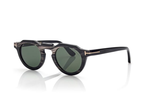 Tom Ford FT1129-P Round Horn Sunglasses in Black Horn (63N), side view