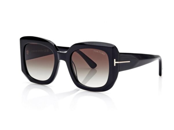 Tom Ford FT1220 Carla Sunglasses in Black (01B), side view
