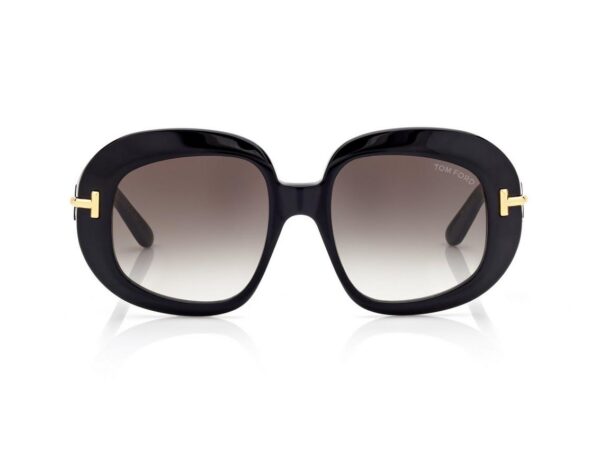 Tom Ford FT1237 Icon Round Sunglasses in Black (01B), front