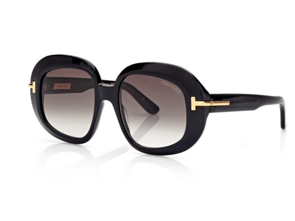 Tom Ford FT1237 Icon Round Sunglasses in Black (01B), side view