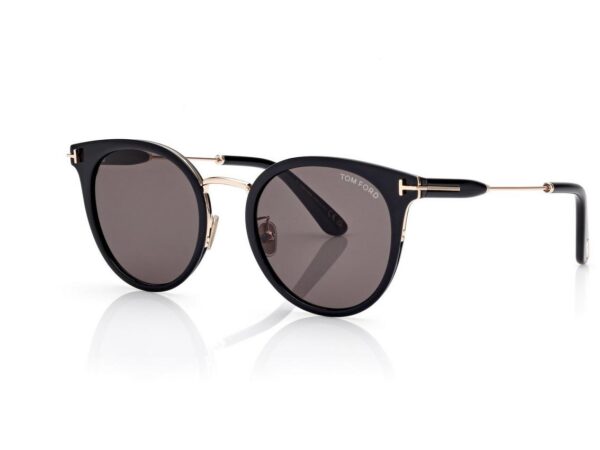 Tom Ford FT1244-K Round Sunglasses in Black (01A), side view