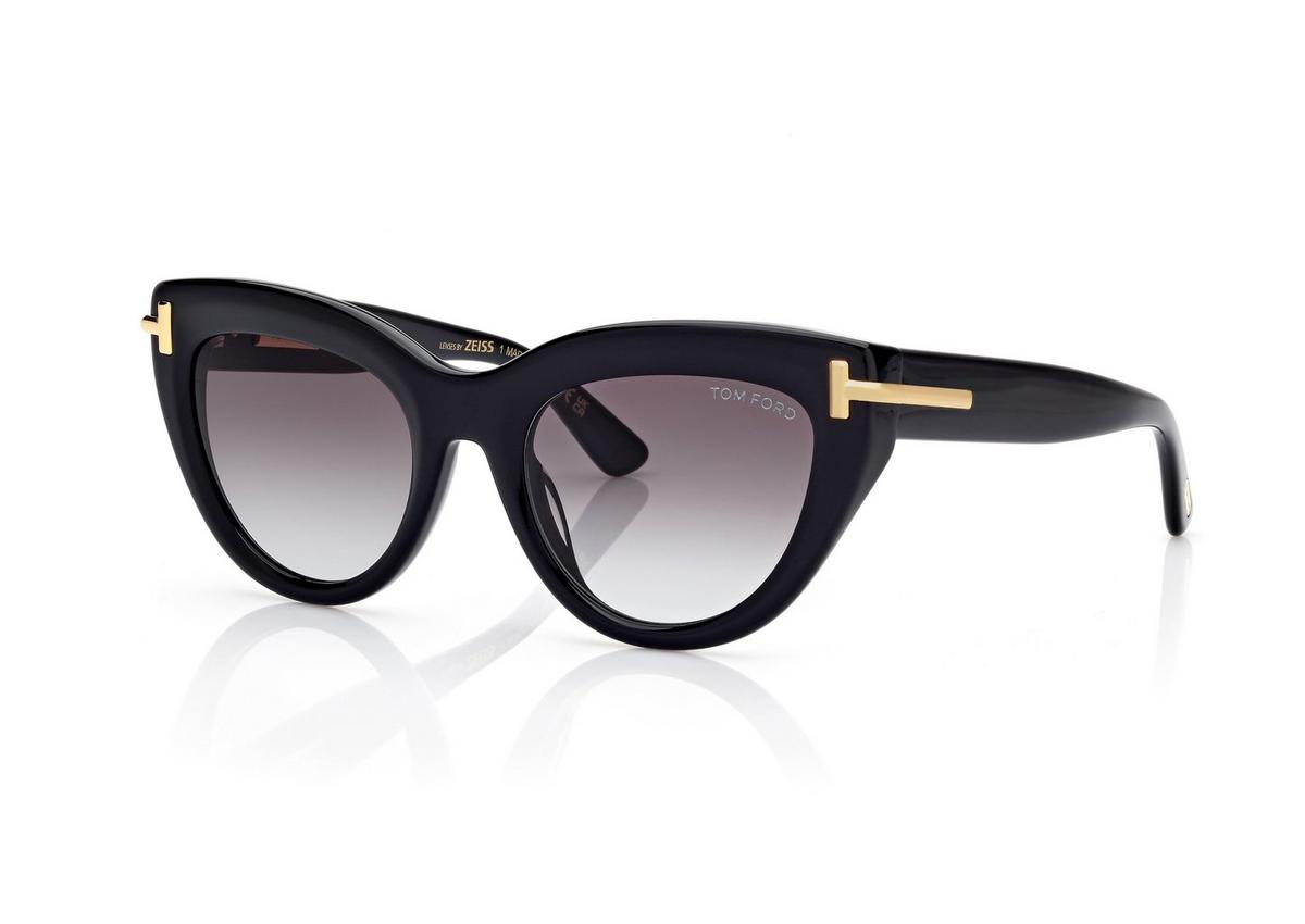 FT1252_01B_52MM_B.jpg Tom Ford FT1252 Icon Cat Eye Sunglasses in Black (01B), side view