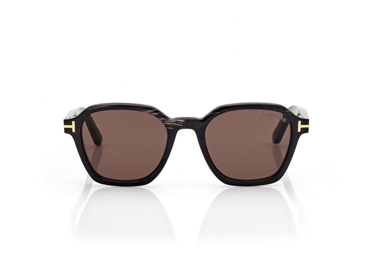 FT1297-P_63E_50MM_A.jpg Tom Ford FT1297-P Geometric Horn Sunglasses in Black Horn (63E), front