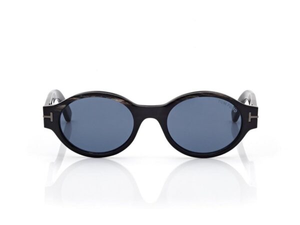 Tom Ford FT1298-P Oval Horn Sunglasses in Black Horn/ Blue (63V), front