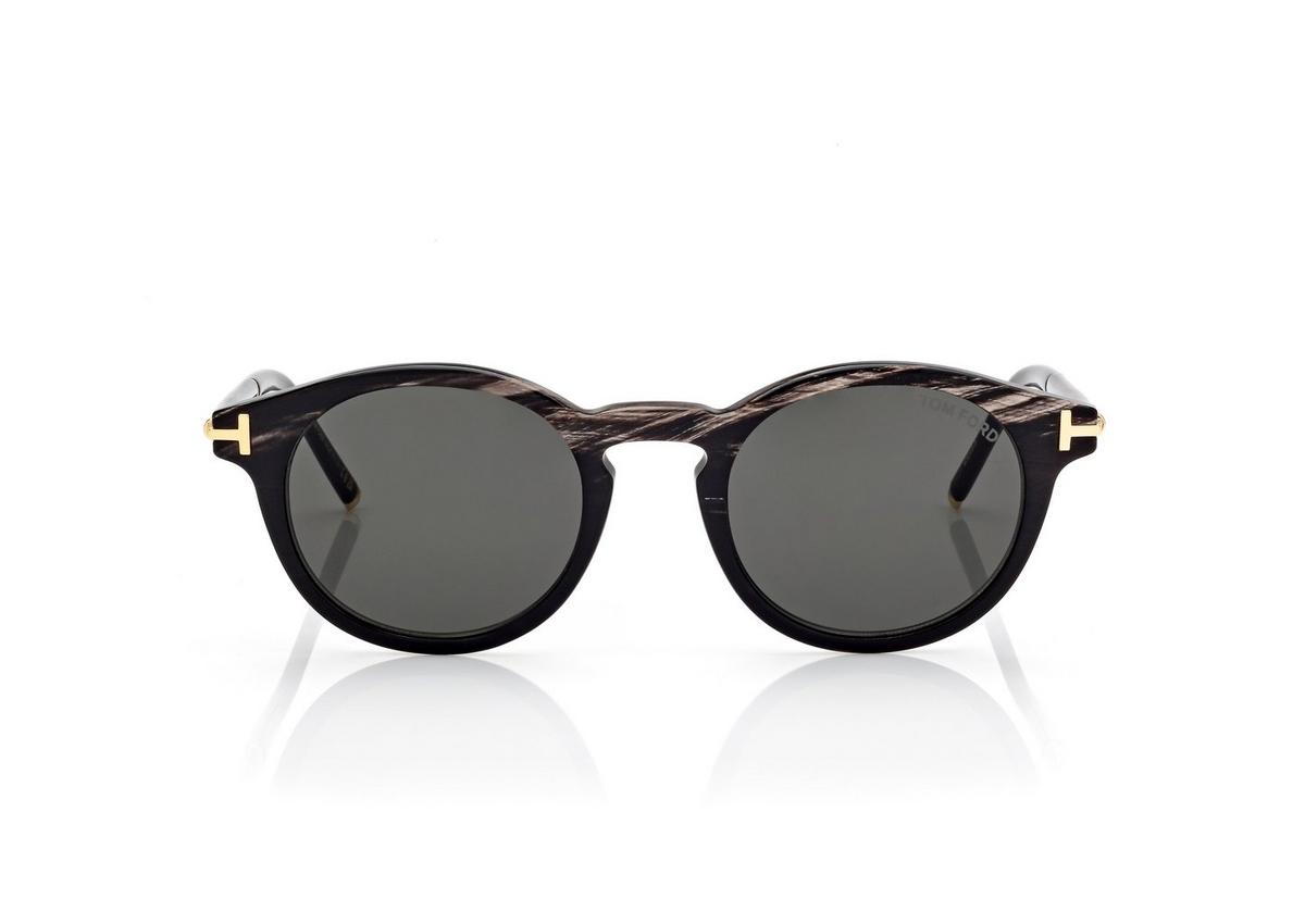 FT1299-P_63A_49MM_A.jpg Tom Ford FT1299-P Round Horn and Titanium Sunglasses in Black Horn (63A), front