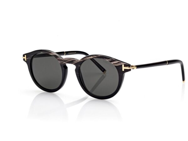 Tom Ford FT1299-P Round Horn and Titanium Sunglasses in Black Horn (63A), side view