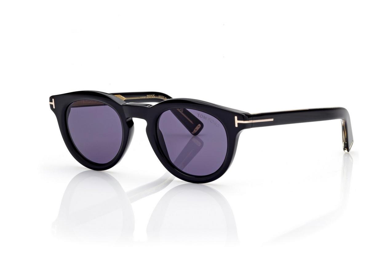FT1325_01V_47MM_B.jpg Tom Ford FT1325 Icon Round Sunglasses in Black (01V), side view