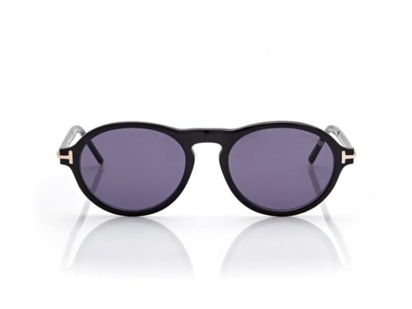 Tom Ford FT1374-P Round Horn Sunglasses in Black Horn/ Blue (63V), front