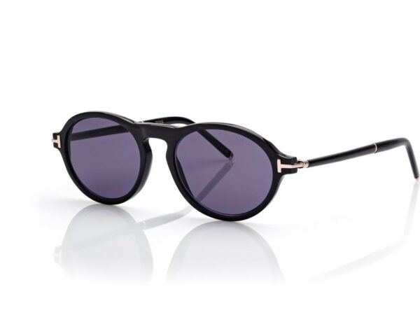 Tom Ford FT1374-P Round Horn Sunglasses in Black Horn/ Blue (63V), side view