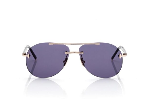 Tom Ford FT1375-P Navigator Titanium Sunglasses in Rose Gold/Blue (28V), front
