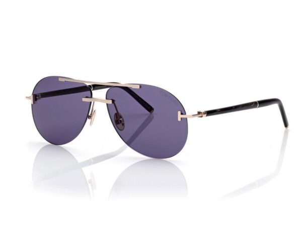 Tom Ford FT1375-P Navigator Titanium Sunglasses in Rose Gold/Blue (28V), side view