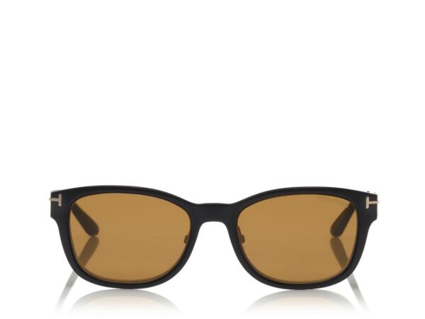 Tom Ford FT5474 Soft Square Optical Frame with Magnetic Clip in Gold/Havana (32E), side view