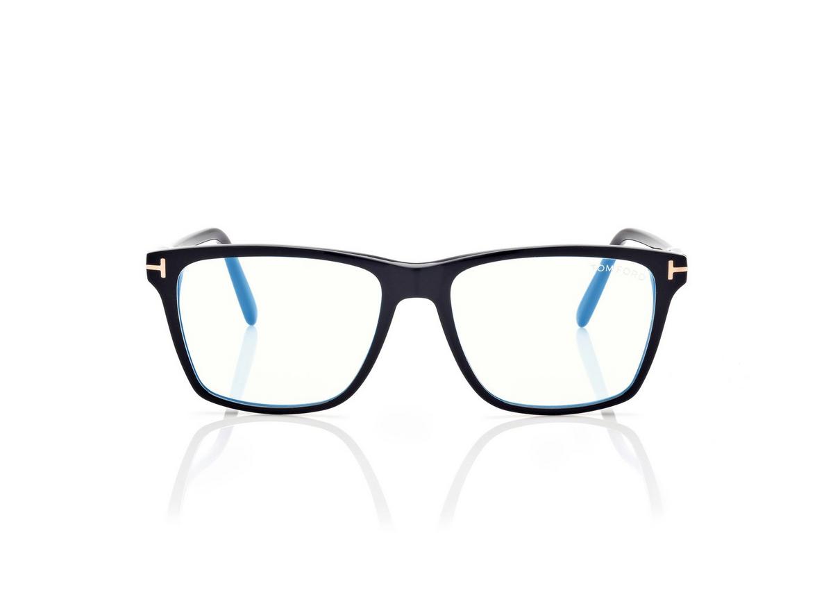 FT5817-B_001_OS_A.jpg Tom Ford FT5817-B Blue Block Square Opticals in Black (001), front