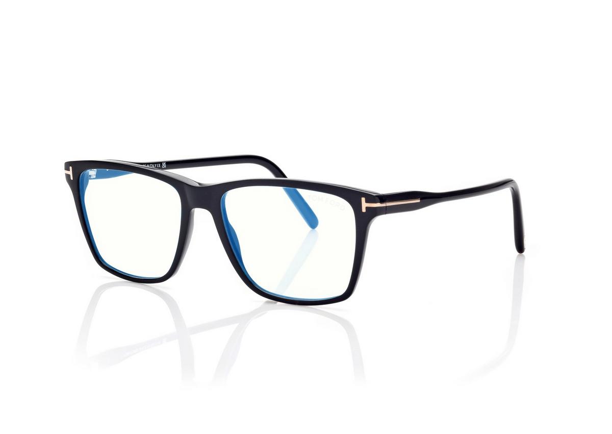 FT5817-B_001_OS_B.jpg Tom Ford FT5817-B Blue Block Square Opticals in Black (001), side view