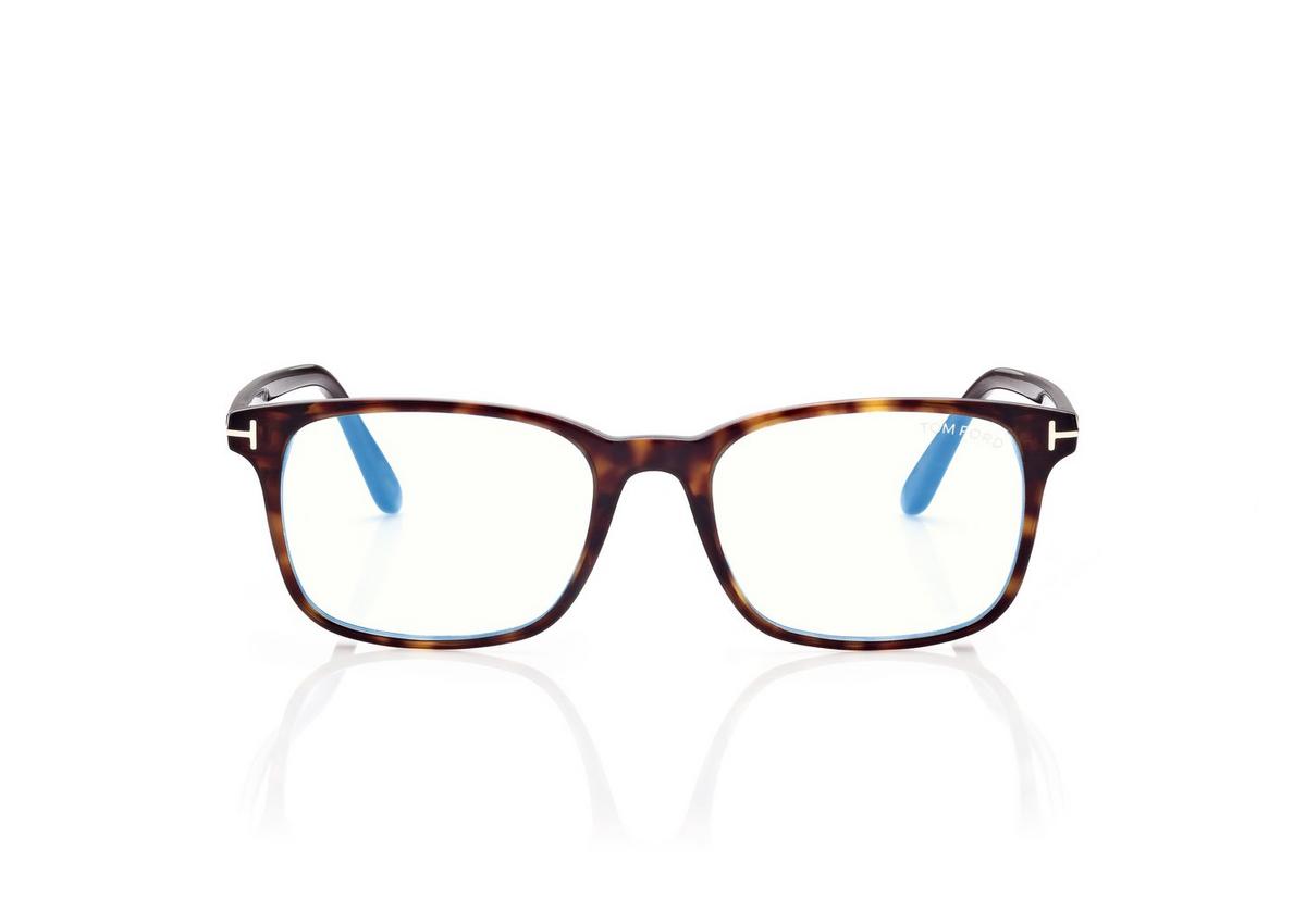 FT5831-B_052_51MM_A.jpg Tom Ford FT5831-B Blue Block Square Opticals in Dark Havana (052), front