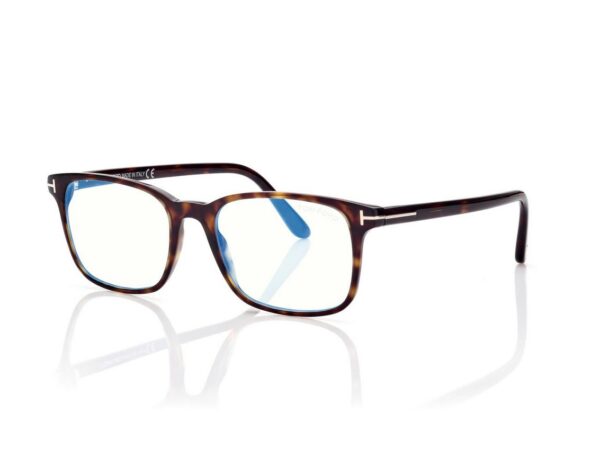 Tom Ford FT5831-B Blue Block Square Opticals in Dark Havana (052), side view