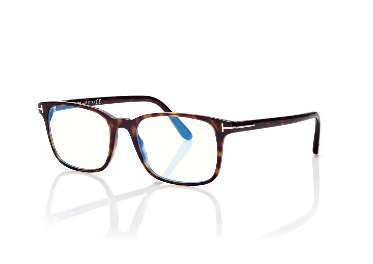 FT5831-B_052_51MM_B.jpg Tom Ford FT5831-B Blue Block Square Opticals in Dark Havana (052), side view