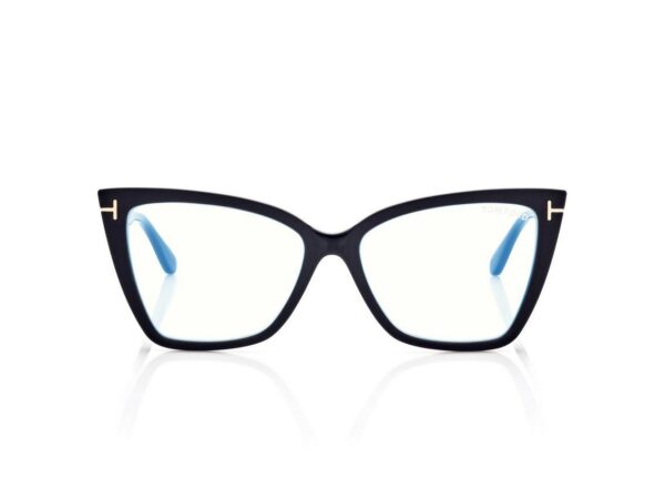 Tom Ford FT5844-B Blue Block Square Cat Eye Opticals in Black + Other (005), front