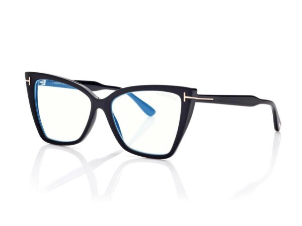 Tom Ford FT5844-B Blue Block Square Cat Eye Opticals in Black + Other (005), side view