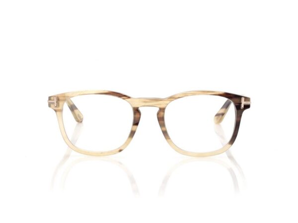 Tom Ford FT5849-P Soft Square Opticals in Green Horn (062), front