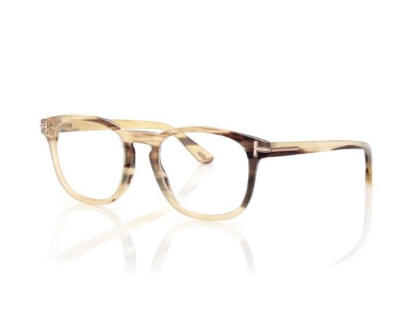 Tom Ford FT5849-P Soft Square Opticals in Green Horn (062), side view