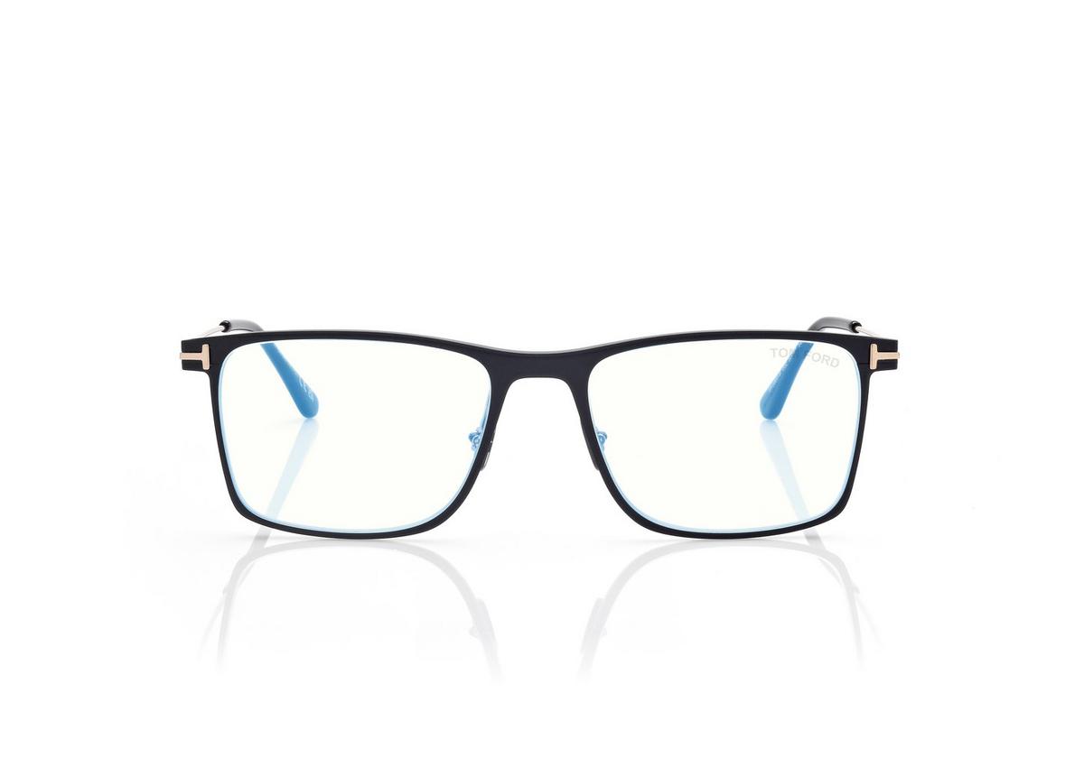 FT5865-B_002_55MM_A.jpg Tom Ford FT5865-B Blue Block Square Opticals in Black (002), front