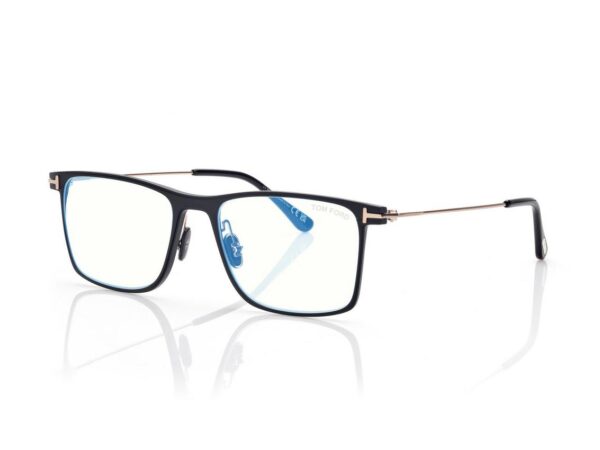 Tom Ford FT5865-B Blue Block Square Opticals in Black (002), side view