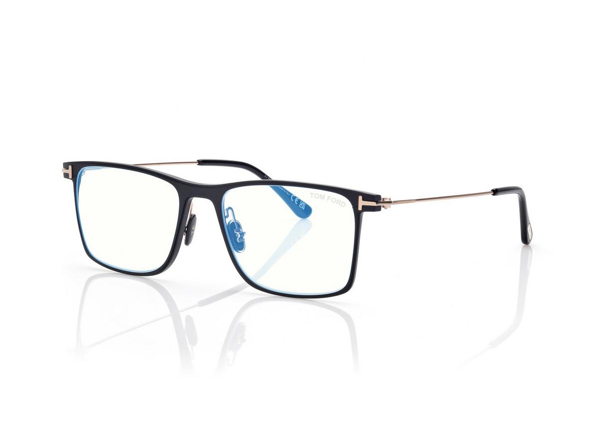 FT5865-B_002_55MM_B.jpg Tom Ford FT5865-B Blue Block Square Opticals in Black (002), side view