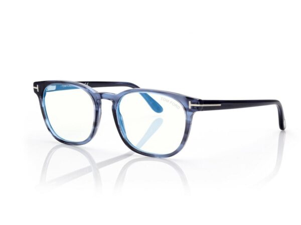Tom Ford FT5868-B Blue Block Round Opticals in Blue (092), side view