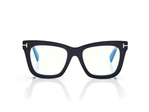 Tom Ford FT5881-B Blue Block Square Opticals in Black (001), front