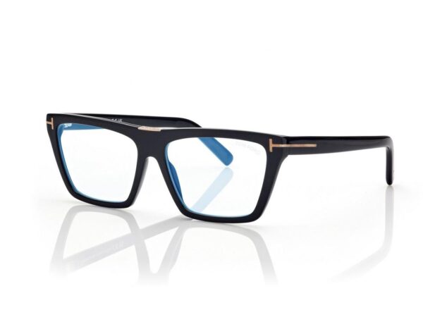 Tom Ford FT5912-B Blue Block Square Opticals in Black (001), side view