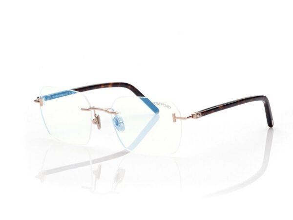 Tom Ford FT5934-B Blue Block Rectangular Opticals in Gold (028), side view