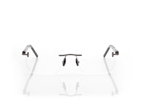 Tom Ford FT5956-P Horn and Titanium Rectangular Opticals in Gunmetal (008), front