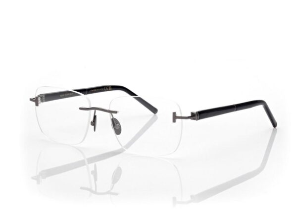 Tom Ford FT5956-P Horn and Titanium Rectangular Opticals in Gunmetal (008), side view