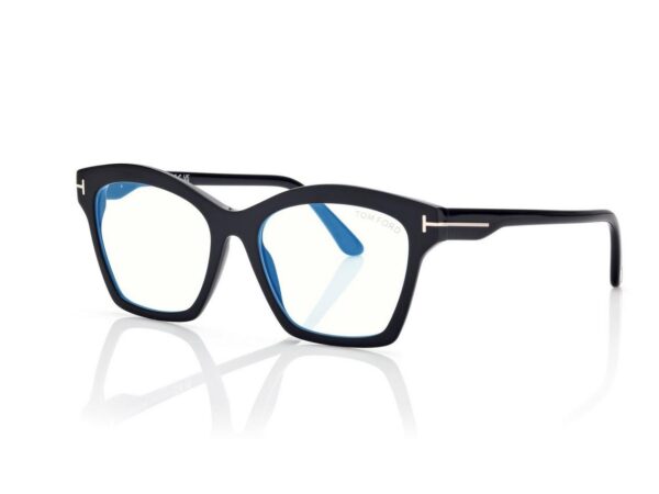 Tom Ford FT5965-B Blue Block Square Opticals in Black (001), side view