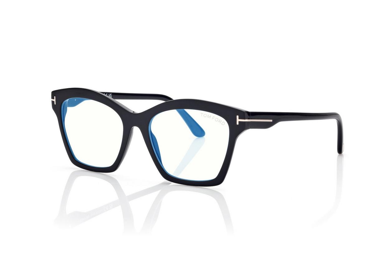 FT5965-B_001_53MM_B.jpg Tom Ford FT5965-B Blue Block Square Opticals in Black (001), side view
